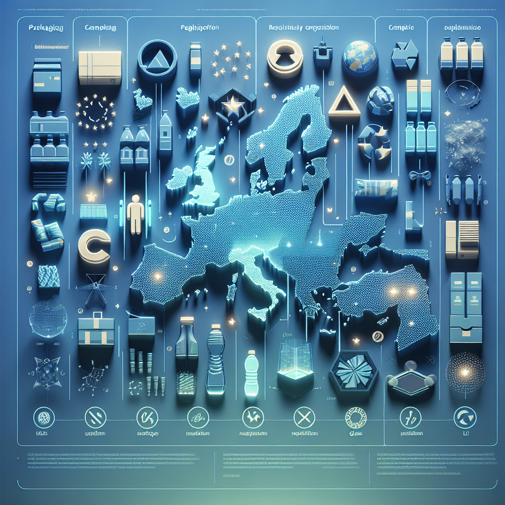 Infographic highlighting EPR Packaging Laws in Europe, regulated packaging materials, registration processes and compliance indicators.