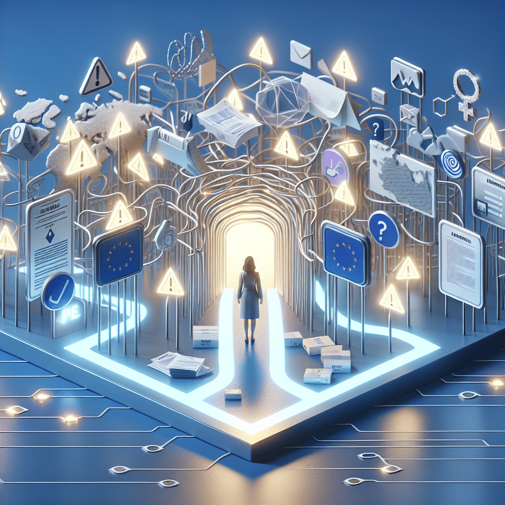 EPR Compliance visual showing online seller navigating chaos to compliance with digital tools and EU flag elements