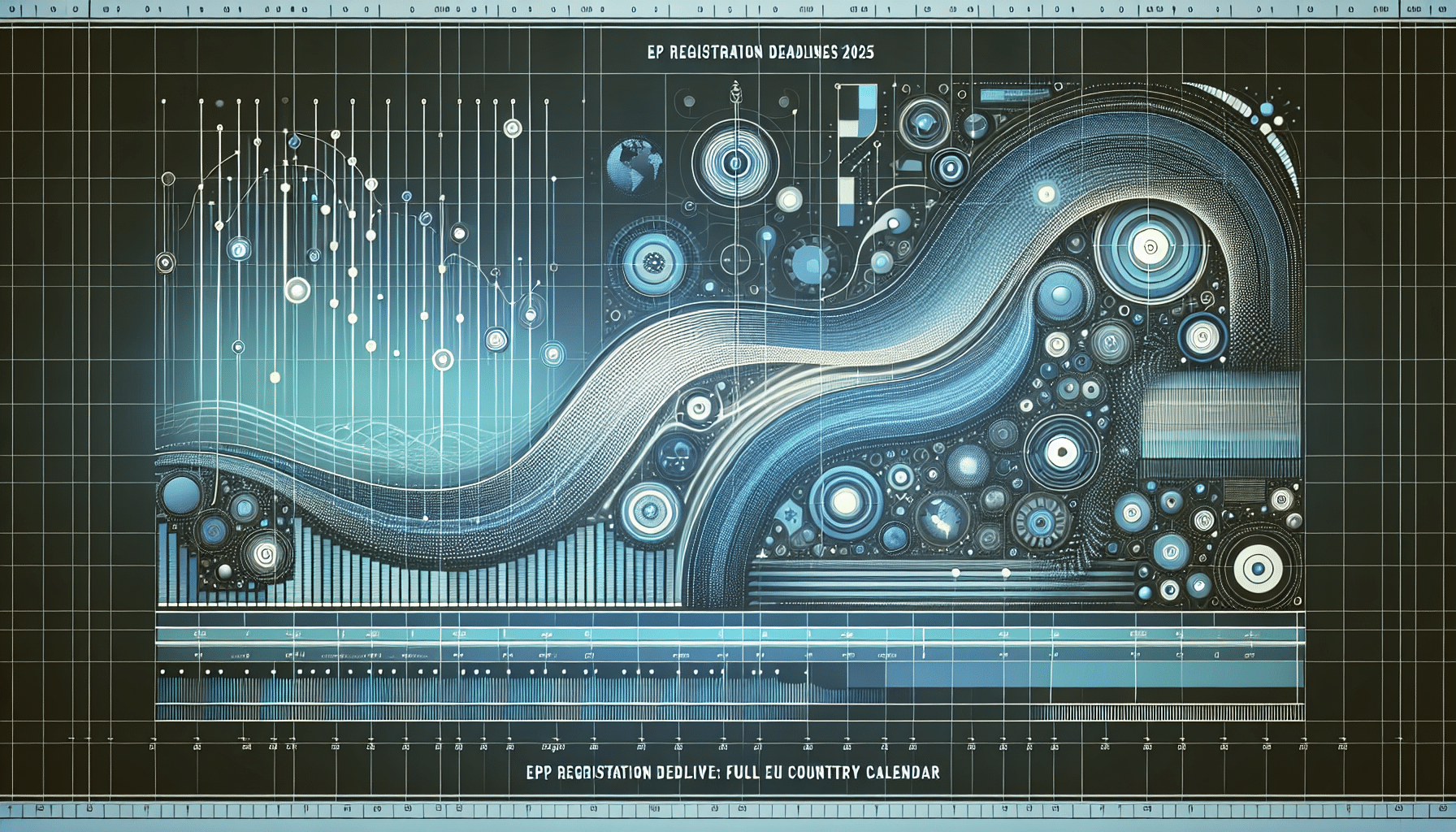 Detailed infographic visualization of EU EPR 2025 registration deadlines by country with warning icons and paperwork graphics.