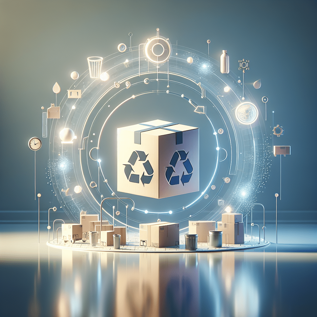 Illustration showing Triman Logo Compliance on e-commerce packaging with sorting instructions for France market 2024.