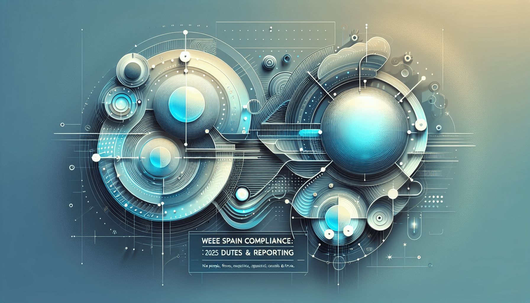 Illustration showing WEEE Spain Compliance for 2025 with exporters, digital reporting, and Spain flag overlay.