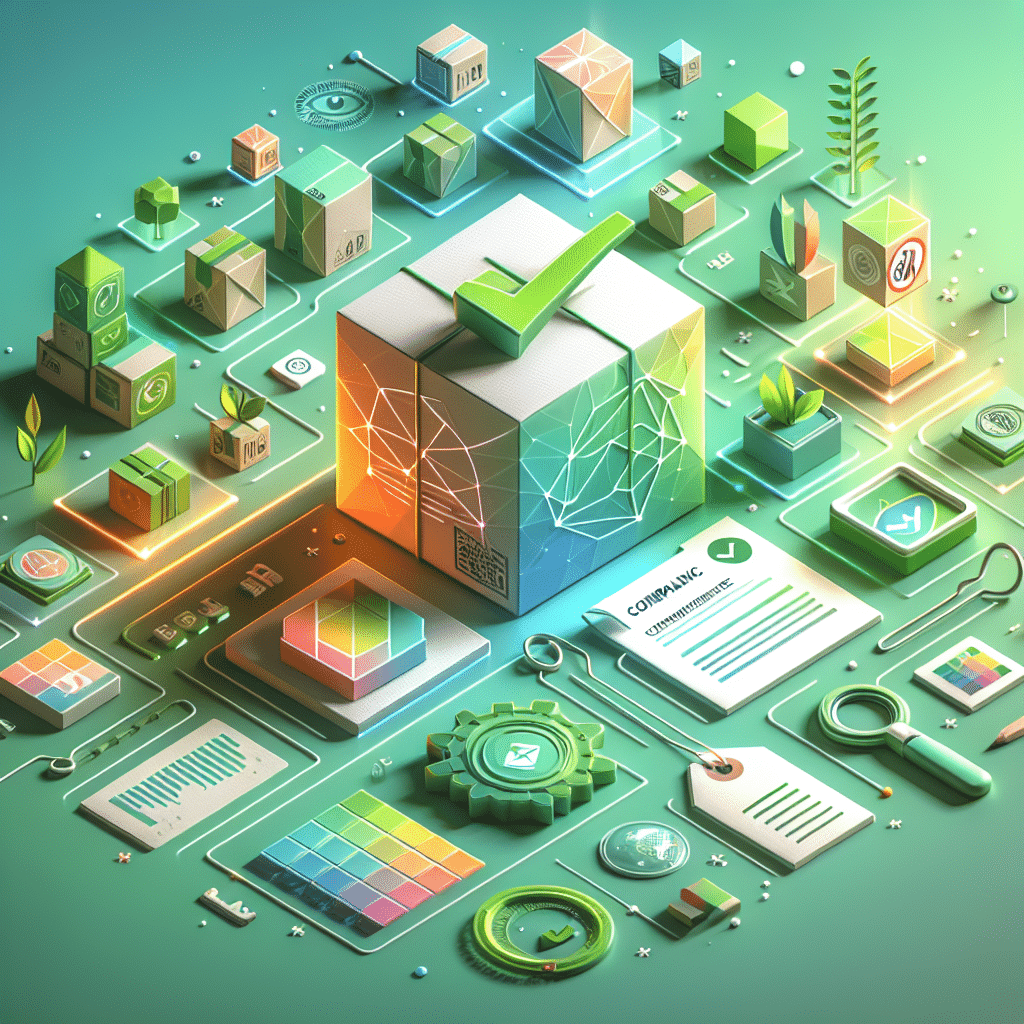 Visual showing Germany's VerpackG Compliance process including dual system licensing, LUCID ID registration, and automation tools.