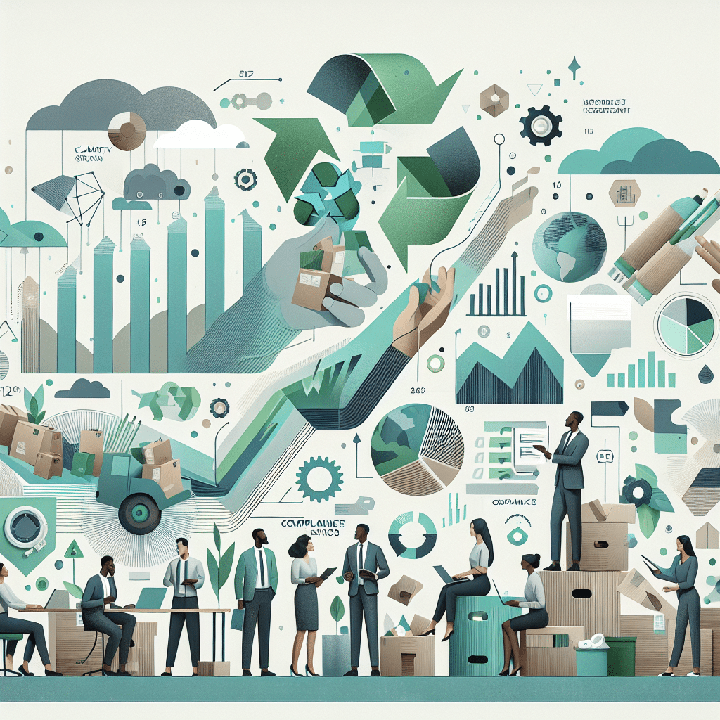Infographic showing EPR Fee Calculation process, compliance dashboards, and cost reduction strategies for responsible packaging.