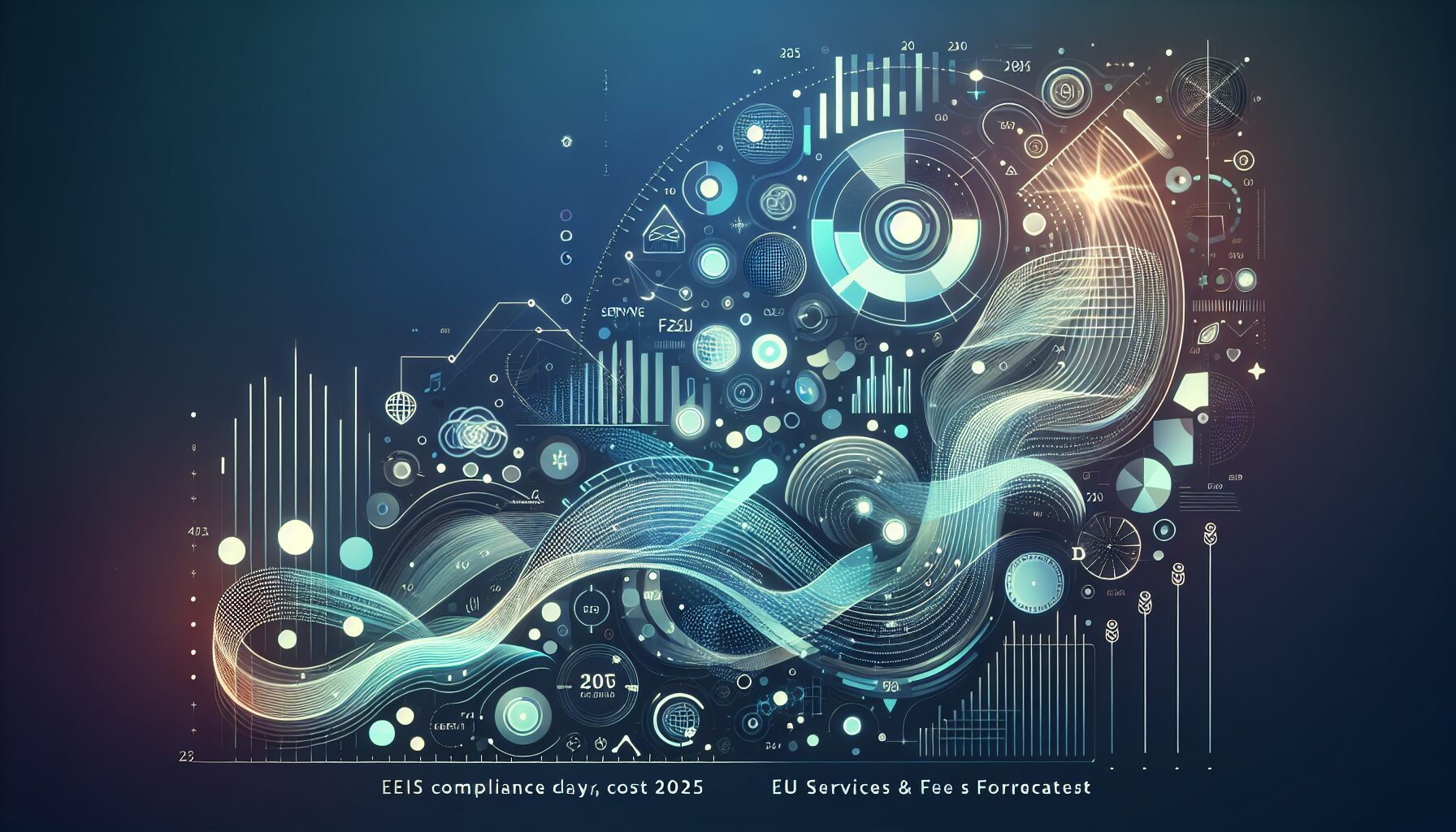 A conceptual visual showing EU professionals reviewing WEEE service costs and recycling regulations in 2025 on digital devices.