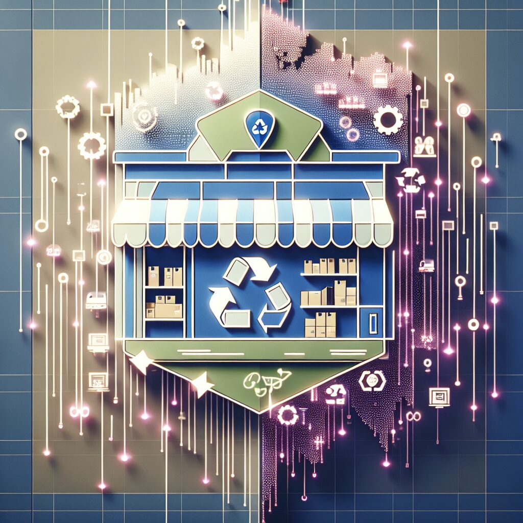 Modern illustration showing EU WEEE compliance process for cross-border e-commerce of electronic goods, highlighting automation and legal growth