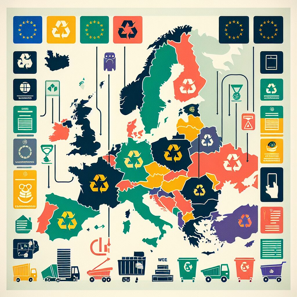 Map showing variations in EU packaging laws and WEEE compliance requirements across different countries