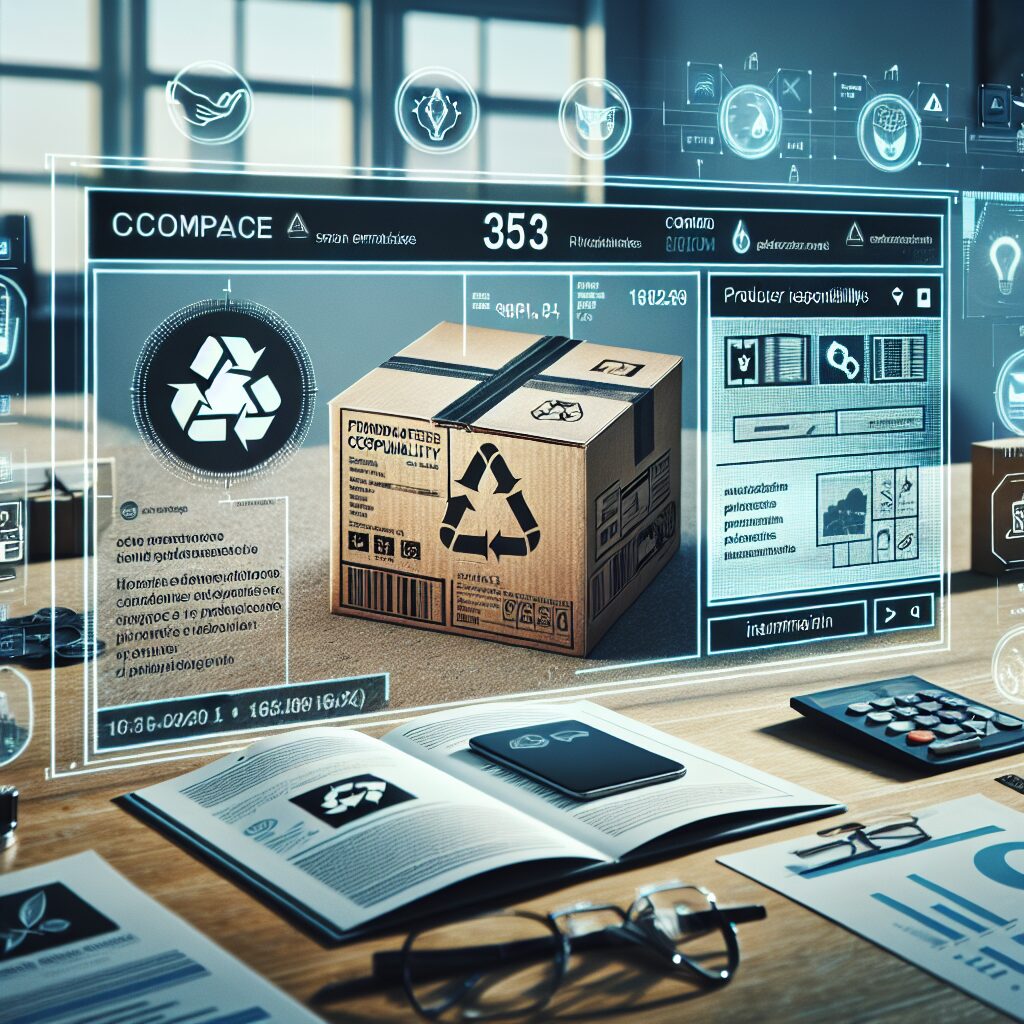 Illustration of France EPR compliance showing Triman logo, Info-Tri sorting labels and Unique Producer ID in a French regulatory context