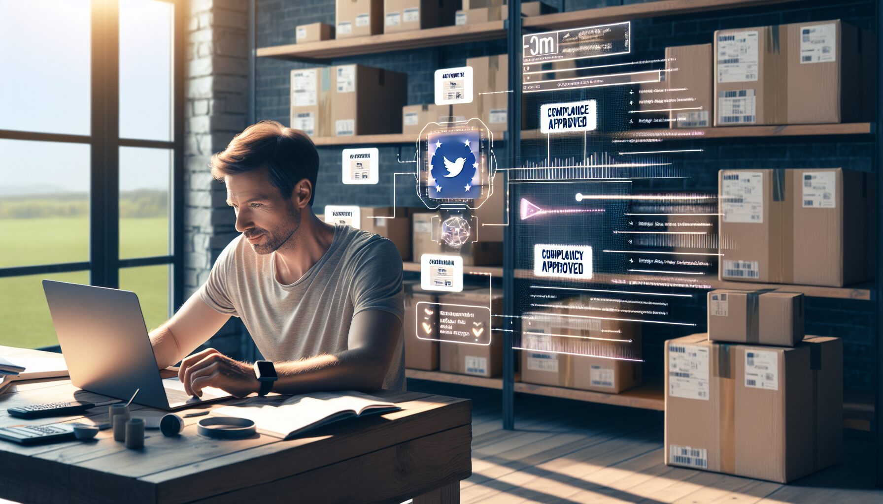 EU ecommerce seller confirms fast compliance approval via AI tool before dispatching products.