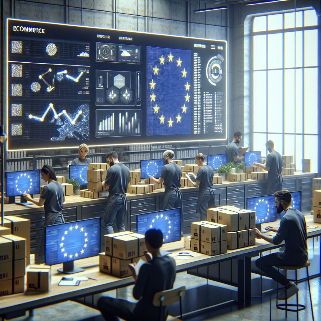 AI-powered platform guiding ecommerce sellers through EU product compliance with checklists, packages, and status displays.